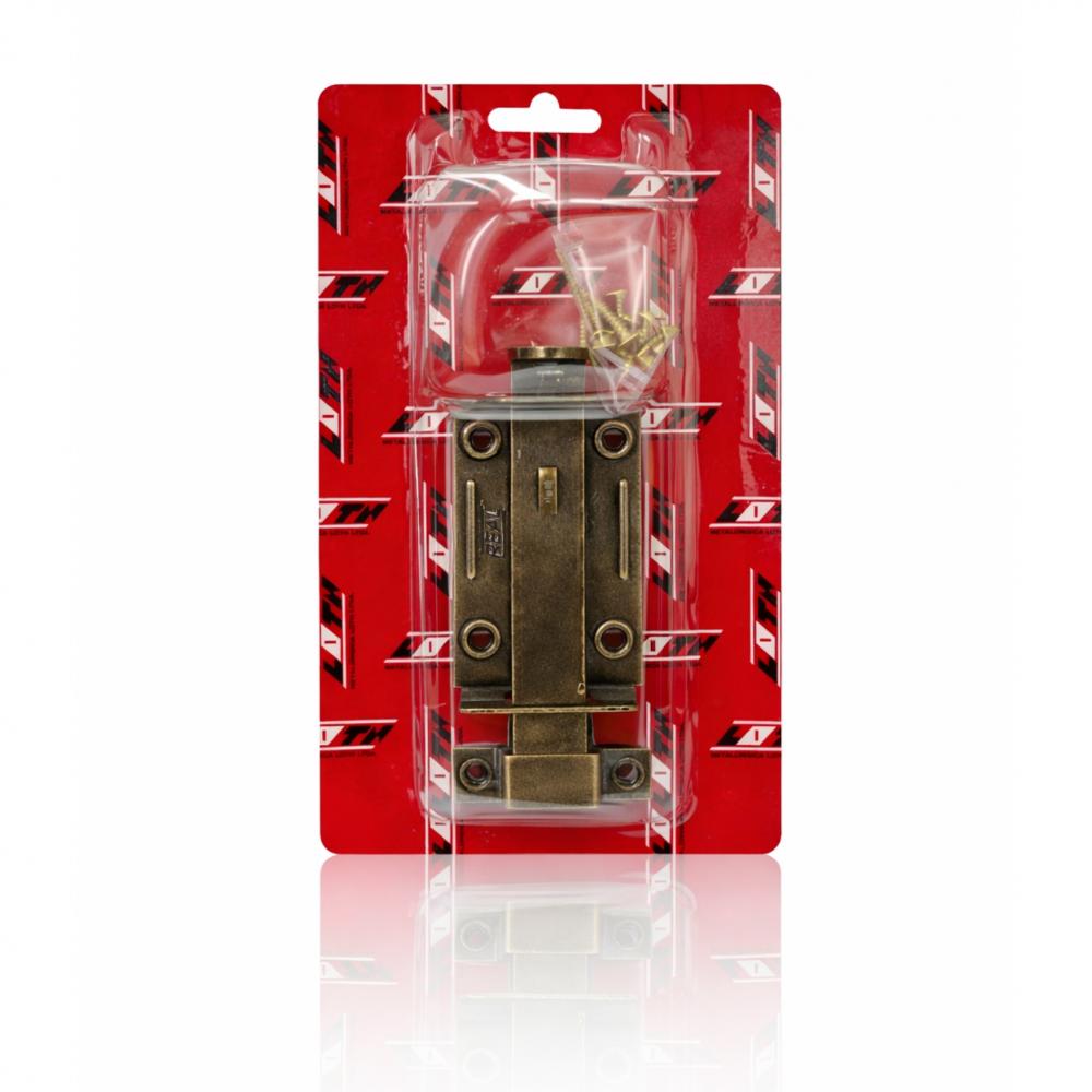 Ferrolho Porta Cadeado 4,0" - Real  Ouro Velho - Cartela Blister