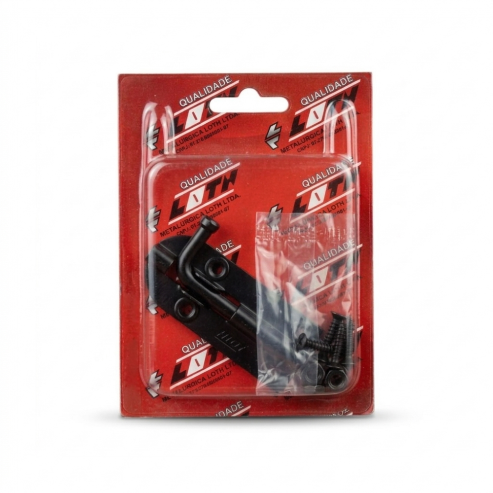 Ferrolho Fio Redondo Tipo Leve 3,0" - Cromatizado Preto -...