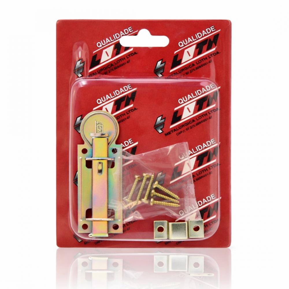 Ferrolho Chato Tipo Leve 2,5" - Bicromatizado - Cartela Blister